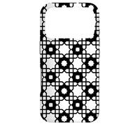 Custodia per iPhone 17 Pro White Black Square Star Cross Ethnic Rustic Folk Pattern