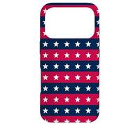 Custodia per iPhone 17 Pro White Blue Red Horizontal Star Stripes United States Pattern
