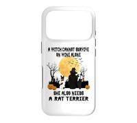 Custodia per iPhone 17 Pro Witch Wine And Rat Terrier Dog Mom Funny Halloween Costume