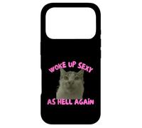 Custodia per iPhone 17 Pro Woke Up Sexy As Hell Again Funny Cat Meme Sarcastic
