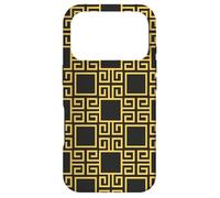 Custodia per iPhone 17 Pro Yellow Black Beige Square Spiral Greek Pattern