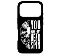Custodia per iPhone 17 Pro You Make My Head Spin, teschio gotico da collezione di dischi vintage