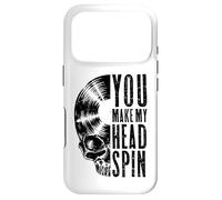 Custodia per iPhone 17 Pro You Make My Head Spin, teschio gotico da collezione di dischi vintage
