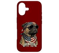 Custodia per iPhone 17 Pug Bandiera Americana 250 Anni 1776-2026 Bicentenario USA Cane