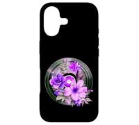 Custodia per iPhone 17 Record Player LP Music Themed Pressed Flower Purple Floral