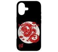 Custodia per iPhone 17 Red Dragon White Rising Sun Chinese Strength Symbol