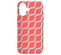Custodia per iPhone 17 Red Grey Wavy Lines Curve Row Sound Wave Retro Pattern