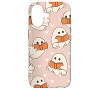 Custodia per iPhone 17 Retro Ghost Reading Books Cute Groovy Spooky Beige Orange