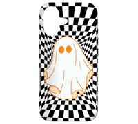 Custodia per iPhone 17 Retro Groovy Checkered Checkerboard Wavy Ghost Halloween