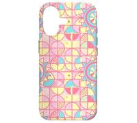 Custodia per iPhone 17 Retro Pink and Yellow Geometric Floral Pattern Girly Pastel