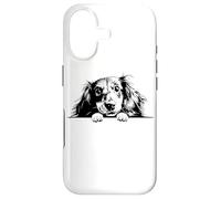 Custodia per iPhone 17 Retro Vintage Logo Black Long Haired Dachshund Dog Lover