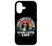 Custodia per iPhone 17 Retro Work Hard Better Life Tri Color Cavalier Dog Mom
