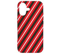 Custodia per iPhone 17 Rosso Nero Bianco Linee Diagonali Strisce Geometriche