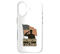 Custodia per iPhone 17 Sagoma e bandiera patriottica 'Honor the Colors' Saluting
