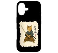 Custodia per iPhone 17 Samurai Cat Warrior Arte Giapponese Feline Katana Lettere Ninja