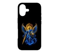 Custodia per iPhone 17 San Michele Blu Celeste Angelo Spada Scudo Arte Sacra