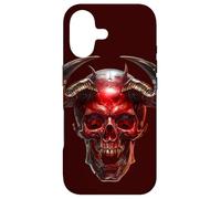 Custodia per iPhone 17 Satanic Goth Skull With Occult Devil Horns Red Demon