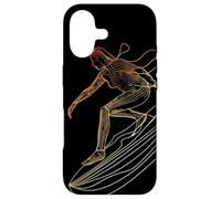 Custodia per iPhone 17 Schizzo vintage di una surfista che cavalca l'onda