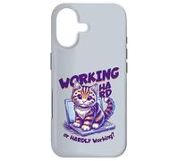 Custodia per iPhone 17 Scritta - Working Hard or Hardly Working Divertente gatto