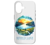 Custodia per iPhone 17 Seneca Lake Sunset Vineyard Finger Lakes NY Arte nostalgica