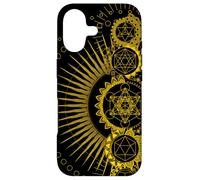 Custodia per iPhone 17 Simboli di geometria sacra Hippie Psychedelic Gold Merkabah