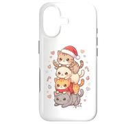 Custodia per iPhone 17 Simpatico cappello di Babbo Natale con gatto Kawaii Holiday Kitty Art