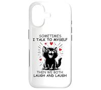 Custodia per iPhone 17 Sometimes I Talk to Myself and We Both Laugh Funny Black Cat