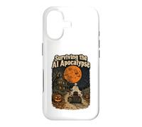 Custodia per iPhone 17 Sopravvivere allo scheletro di Halloween retrò dell'apocalisse IA
