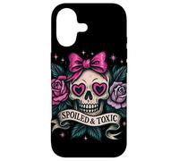 Custodia per iPhone 17 Spoiled and Toxic Cute Skull Bow Roses Retro Edgy Estetica