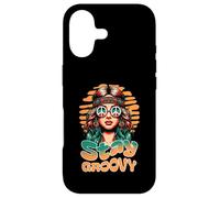 Custodia per iPhone 17 Stay Groovy Retro Hippie Woman Peace Sign Sunset