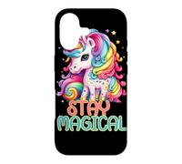 Custodia per iPhone 17 Stay Magical Unicorn, simpatica grafica con fantasia arcobaleno