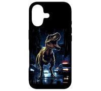 Custodia per iPhone 17 T-Rex Dinosaur Roaring City at Night Graphic Design Japanese