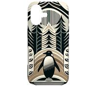 Custodia per iPhone 17 Taupe Mocha Ivory Penguin Forest With Trees Plants Pattern