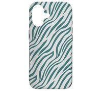 Custodia per iPhone 17 Teal Green Grey Wavy Tribal Lines Free Strokes Pattern
