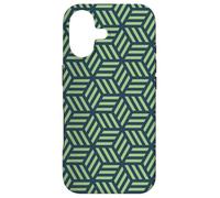 Custodia per iPhone 17 Teal Green Intersecting Lines Cubes Geometric Op Art Pattern
