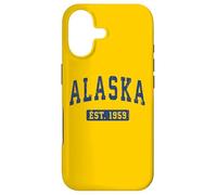 Custodia per iPhone 17 Testo blu vintage classico Alaska Est. 1959