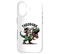 Custodia per iPhone 17 Theodore Dabbing Astronauta su un cartone animato dinosauro