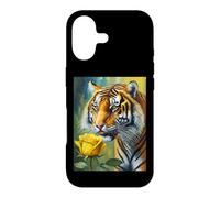 Custodia per iPhone 17 Tiger Sniffing a Yellow Rose Illustration Graphic Design