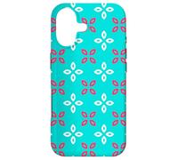 Custodia per iPhone 17 Turquoise Blue Red Leaf Petal Cross Bloom Geometric Pattern