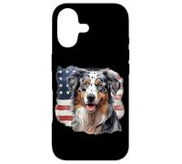 Custodia per iPhone 17 USA Flag 4th July Patriotic American Blue Merle Aussie Lover