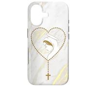 Custodia per iPhone 17 Vergine Maria Rosario Marmo Fede Cattolica Signora di Fatima Pregare