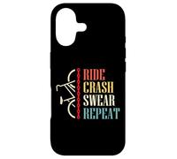 Custodia per iPhone 17 Vintage Ride Crash Swear Repeat - Funny Retro Mountain Bike
