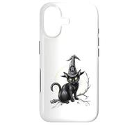Custodia per iPhone 17 Vintage Scary Halloween Black Cat Witch Hat Moon