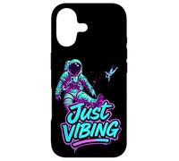 Custodia per iPhone 17 Viola e Teal Astronaut Just Vibing Graphic per gli uomini