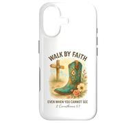 Custodia per iPhone 17 Walk By Faith 2 Corinthians 5:7 Western Boot Watercolor