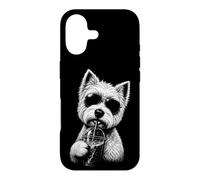 Custodia per iPhone 17 West Highland White Terrier Bere Caffè Ghiacciato Divertente
