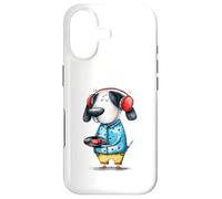 Custodia per iPhone 17 Whimsical Dog Cuffie Vinile Record Music Amante