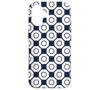 Custodia per iPhone 17 White Navy Blue Octagon Intersect Square Line Pattern