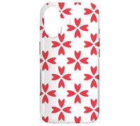 Custodia per iPhone 17 White Red Floral Leaf-like Batik Folk Geometry Pattern