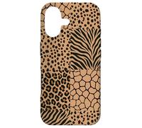 Custodia per iPhone 17 Wild Safari Animal Patchwork Beige Pattern Collage